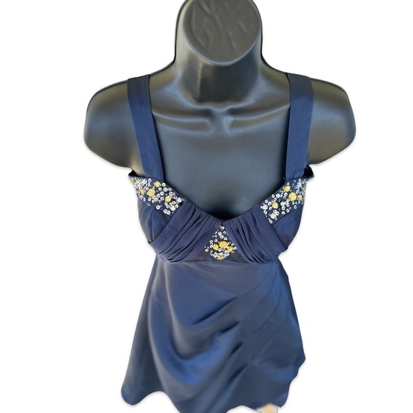 Jodi Christopher Bejeweled Open Back Pleated Fit & Flare Mini Dress Size 1 - Picture 5 of 15